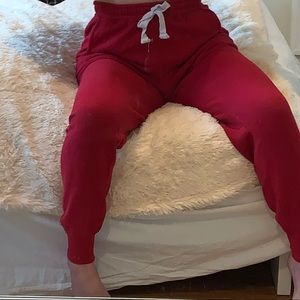 Red sweatpants